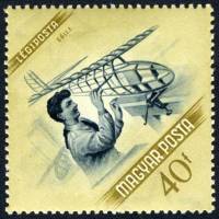 (1954-027) Марка Венгрия "Модель планера"    День авиации II Θ